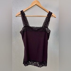 Halogen Rich Chocolate Brown Lace Tank